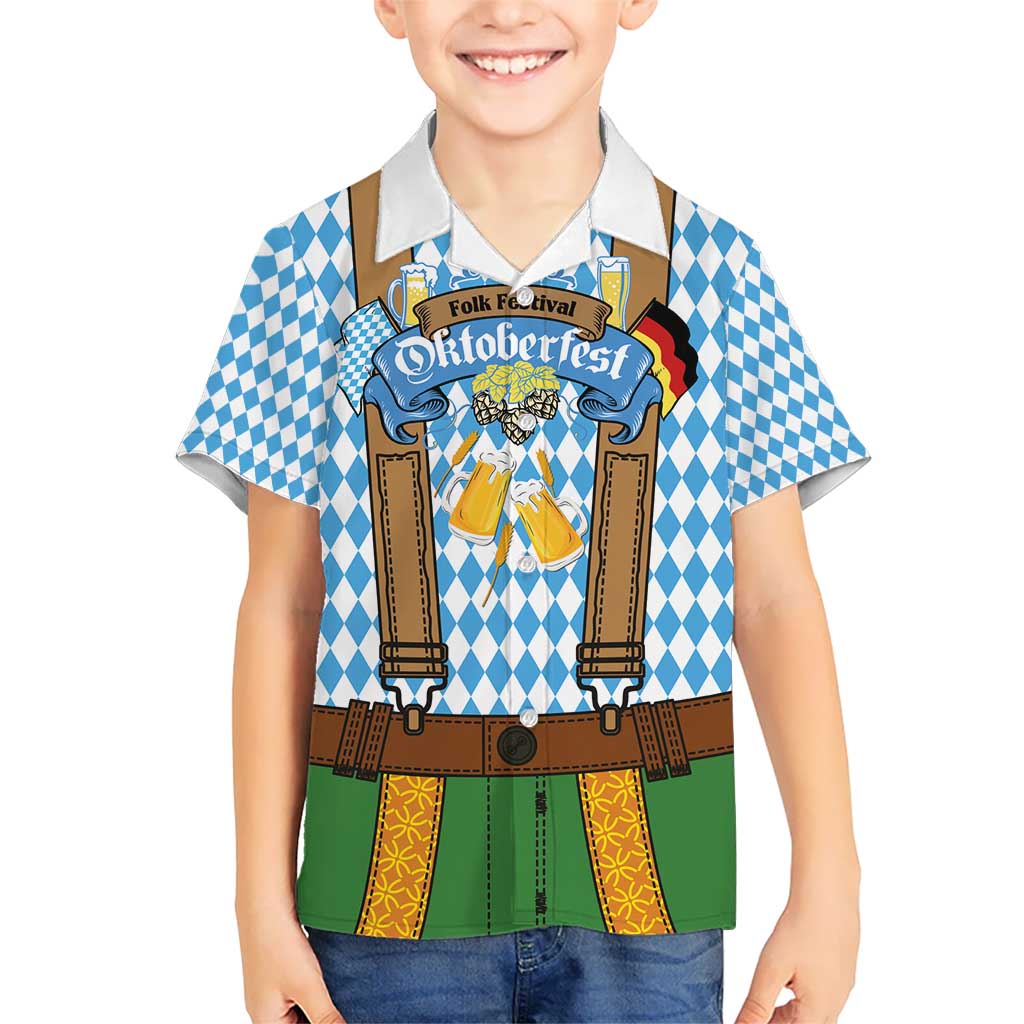 Oktoberfest Kid Hawaiian Shirt Beer Festival Spirit Lederhosen Costume Style - Wonder Print Shop