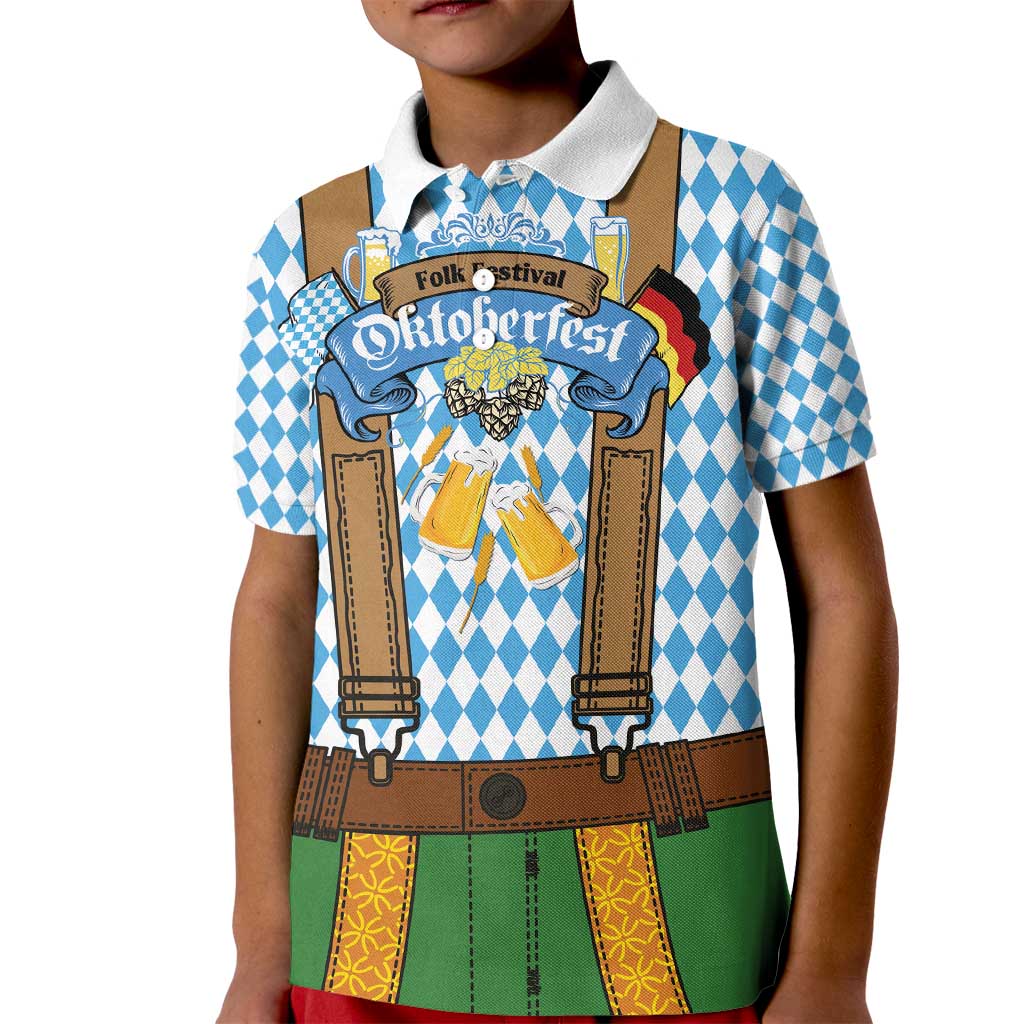 Oktoberfest Kid Polo Shirt Beer Festival Spirit Lederhosen Costume Style - Wonder Print Shop