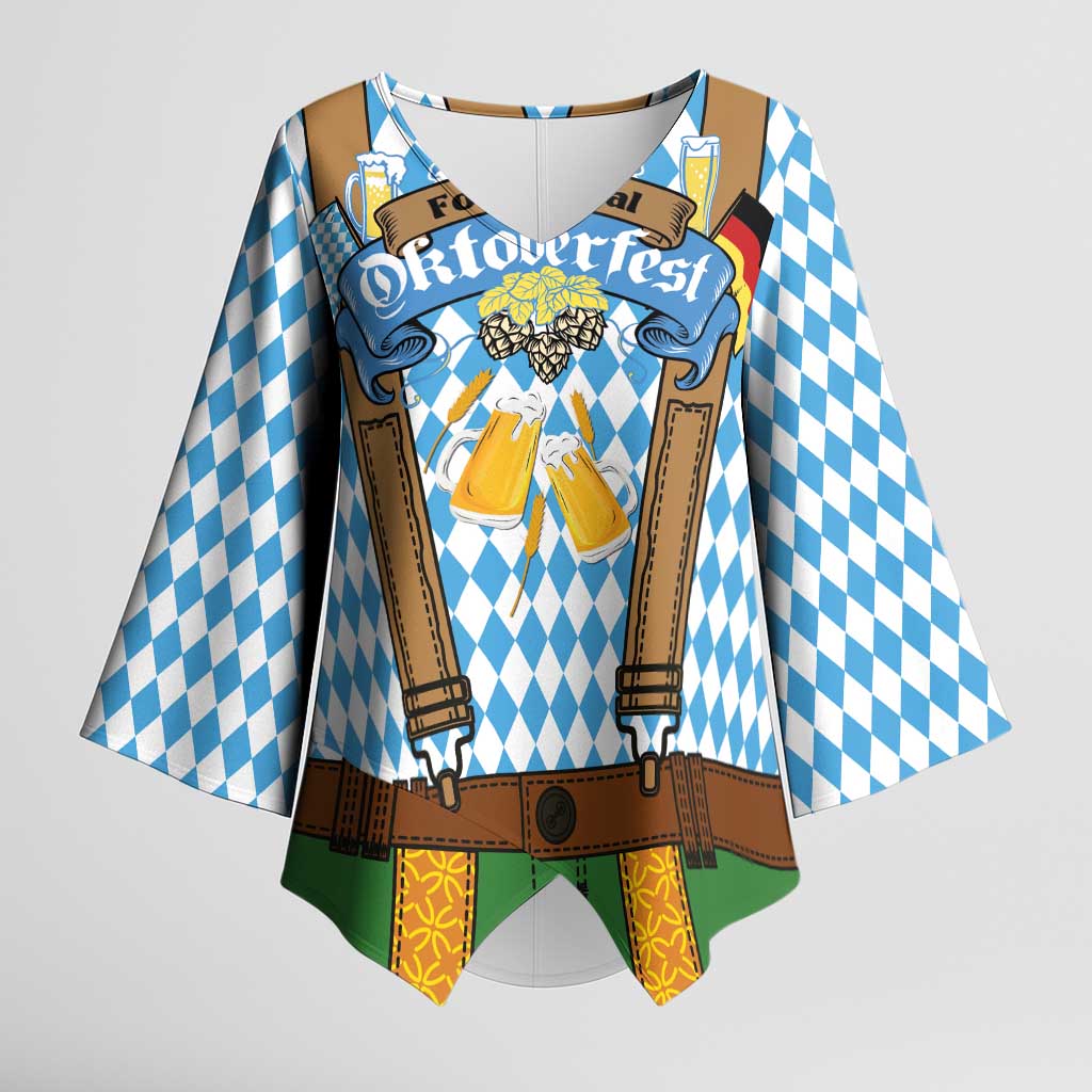 Oktoberfest Kimono Sleeve Blouse Beer Festival Spirit Lederhosen Costume Style - Wonder Print Shop