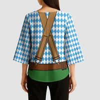 Oktoberfest Kimono Sleeve Blouse Beer Festival Spirit Lederhosen Costume Style - Wonder Print Shop