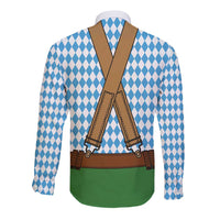 Oktoberfest Long Sleeve Button Shirt Beer Festival Spirit Lederhosen Costume Style - Wonder Print Shop