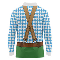 Oktoberfest Long Sleeve Polo Shirt Beer Festival Spirit Lederhosen Costume Style - Wonder Print Shop