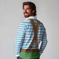 Oktoberfest Long Sleeve Polo Shirt Beer Festival Spirit Lederhosen Costume Style - Wonder Print Shop