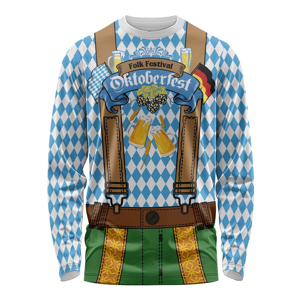 Oktoberfest Long Sleeve Shirt Beer Festival Spirit Lederhosen Costume Style - Wonder Print Shop