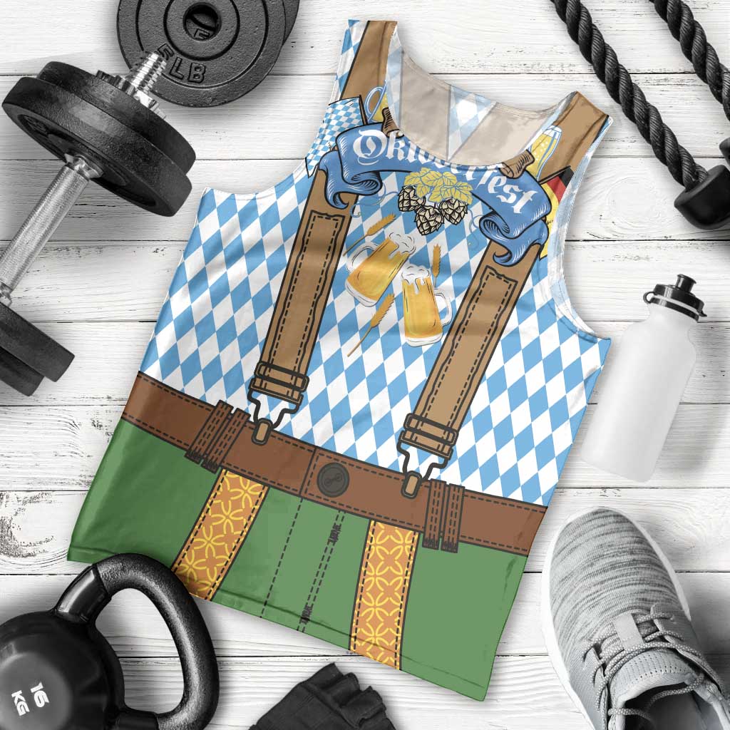 Oktoberfest Men Tank Top Beer Festival Spirit Lederhosen Costume Style - Wonder Print Shop