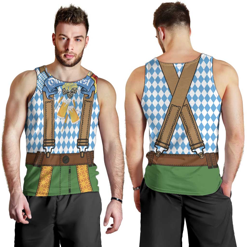 Oktoberfest Men Tank Top Beer Festival Spirit Lederhosen Costume Style - Wonder Print Shop