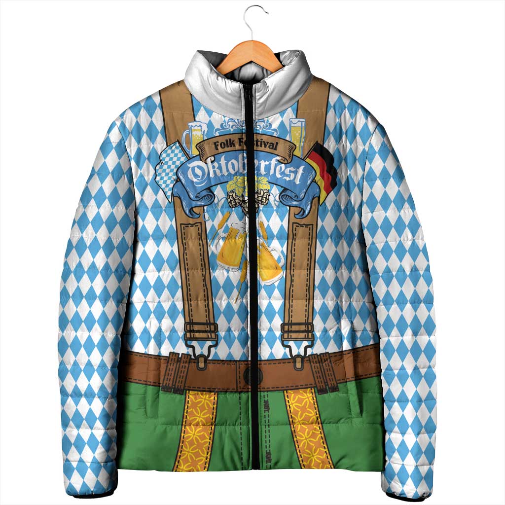 Oktoberfest Padded Jacket Beer Festival Spirit Lederhosen Costume Style - Wonder Print Shop