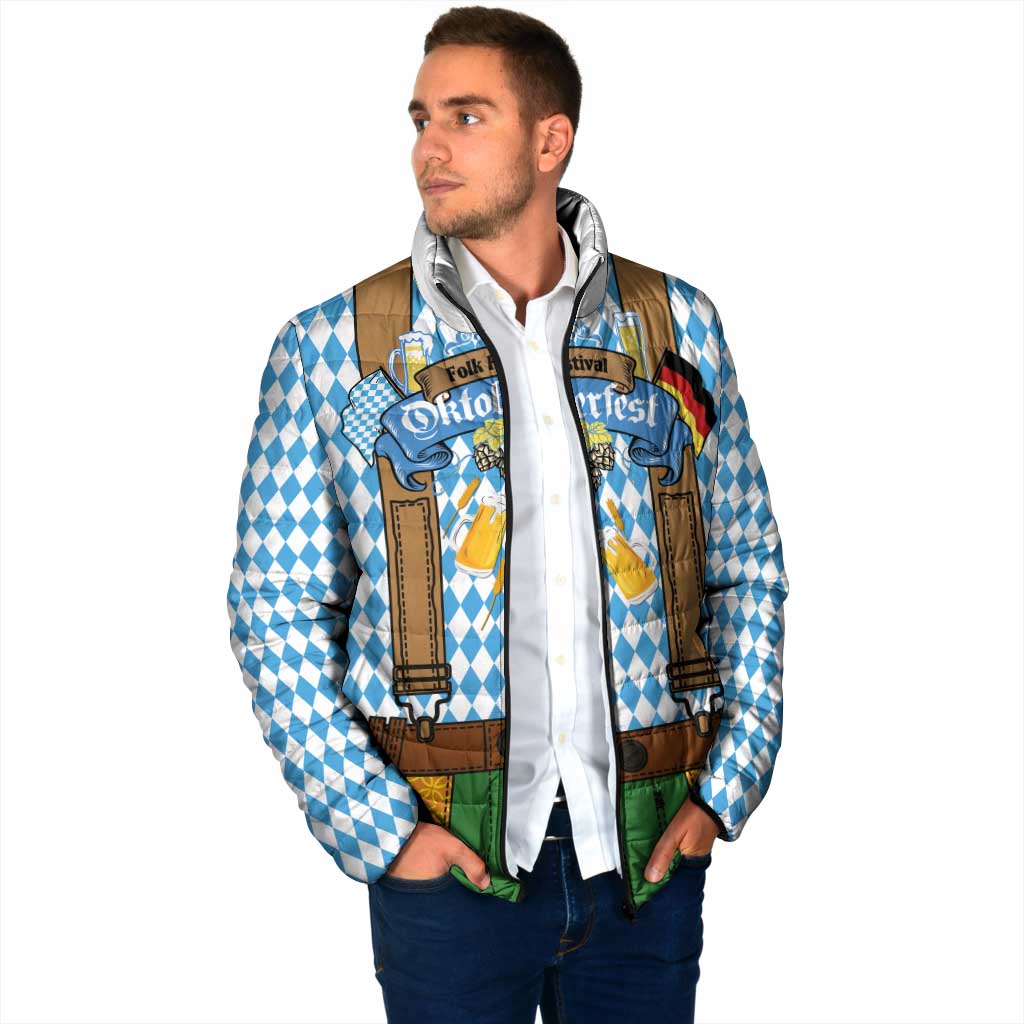 Oktoberfest Padded Jacket Beer Festival Spirit Lederhosen Costume Style - Wonder Print Shop