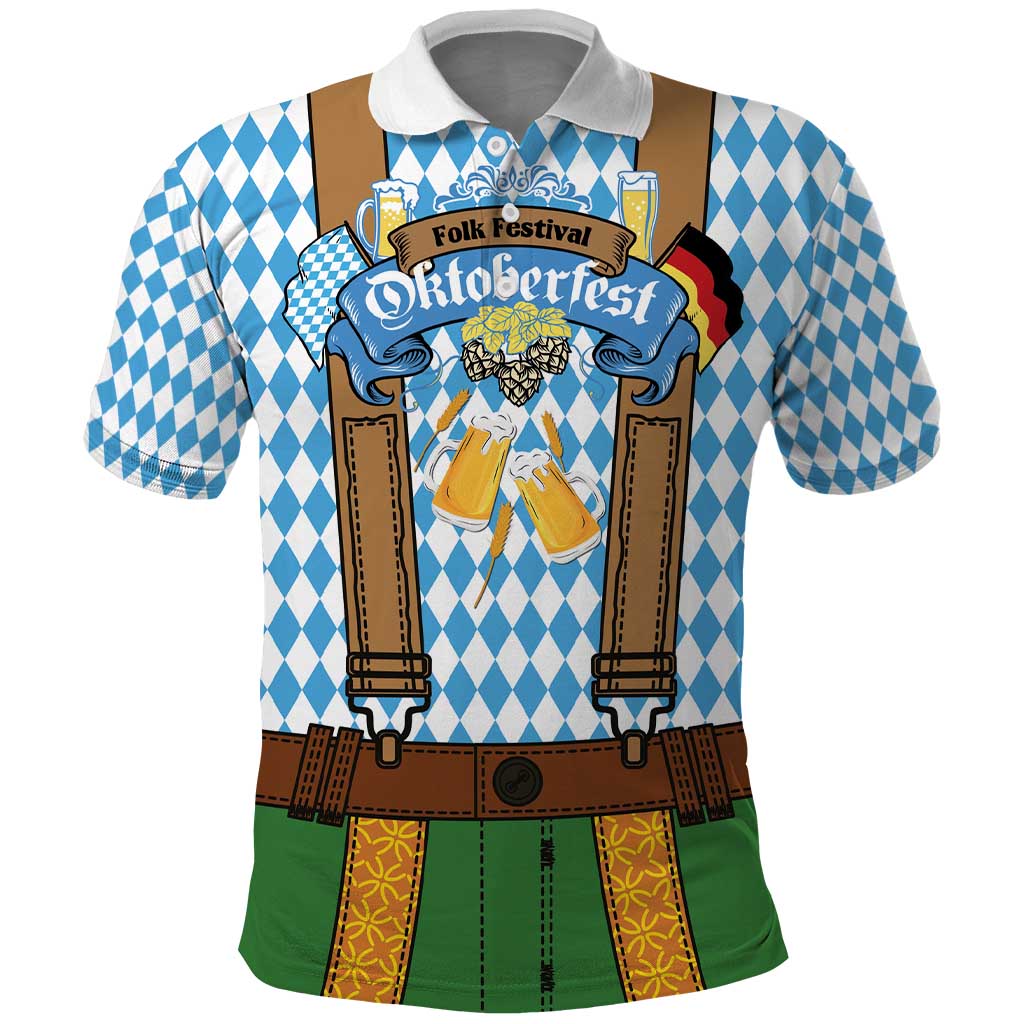 Oktoberfest Polo Shirt Beer Festival Spirit Lederhosen Costume Style - Wonder Print Shop