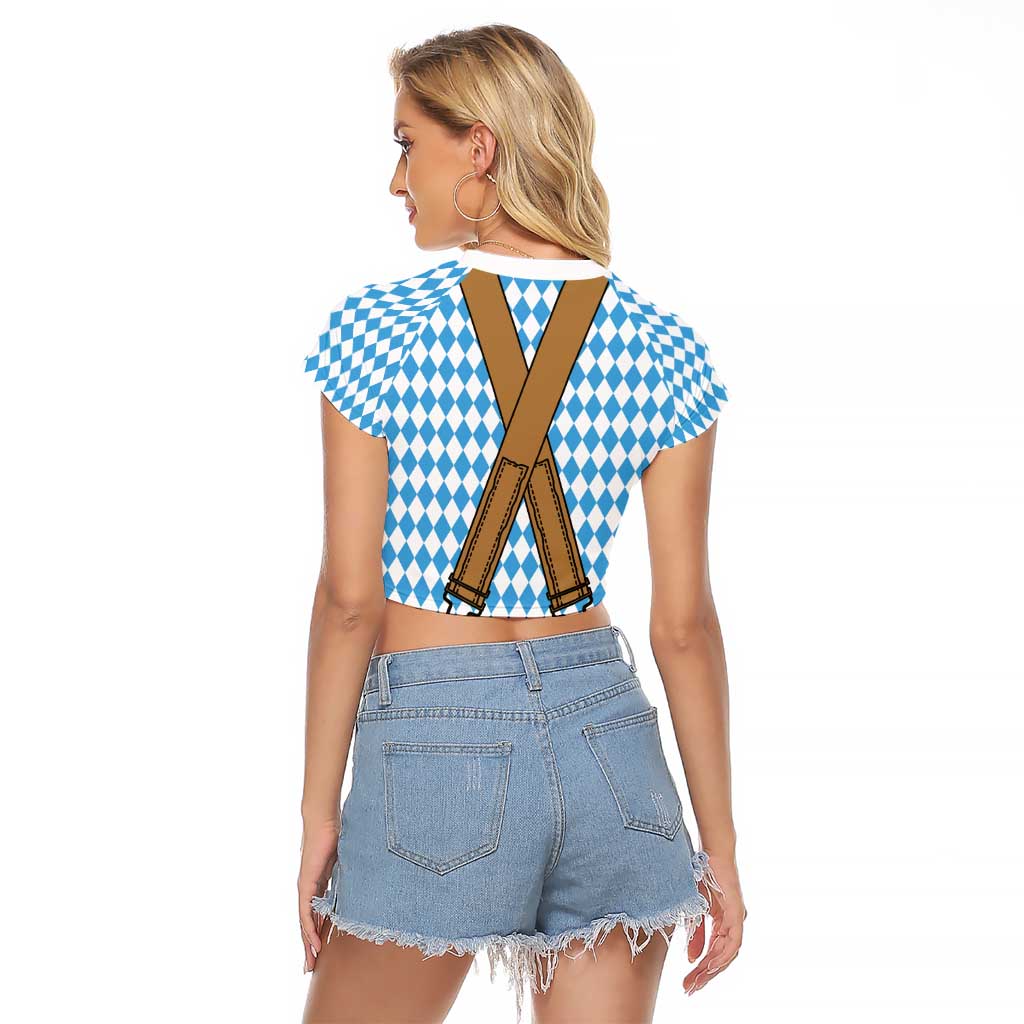 Oktoberfest Raglan Cropped T Shirt Beer Festival Spirit Lederhosen Costume Style - Wonder Print Shop