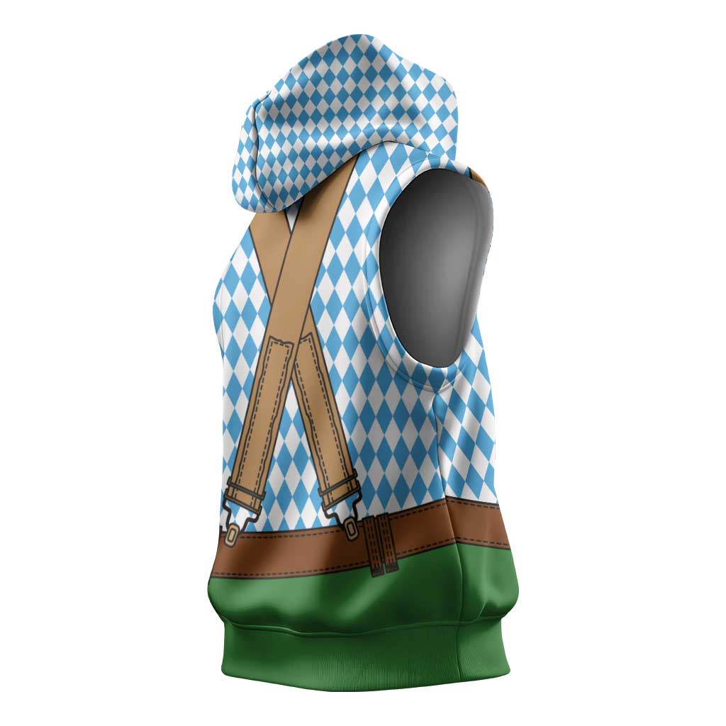 Oktoberfest Sleeveless Hoodie Beer Festival Spirit Lederhosen Costume Style - Wonder Print Shop