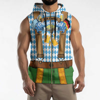 Oktoberfest Sleeveless Zip Hoodie Beer Festival Spirit Lederhosen Costume Style - Wonder Print Shop
