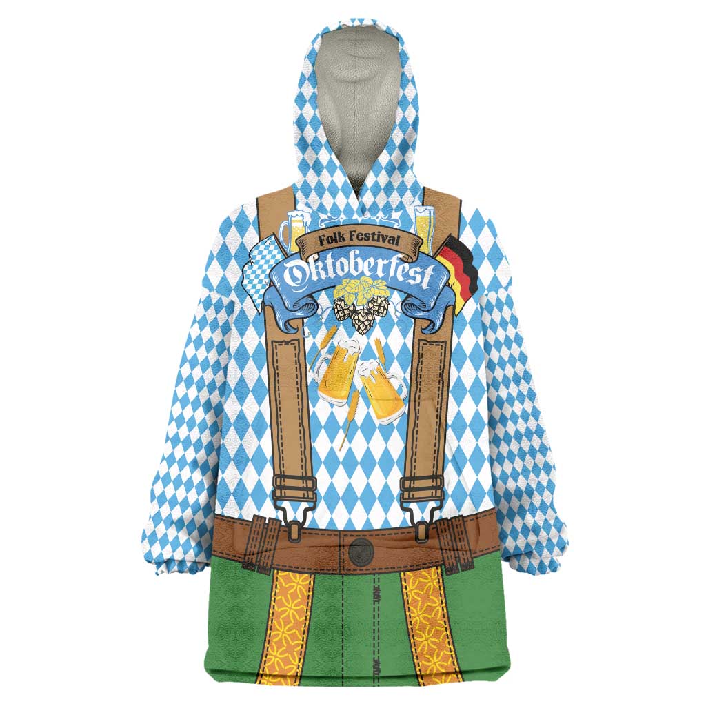 Oktoberfest Wearable Blanket Hoodie Beer Festival Spirit Lederhosen Costume Style - Wonder Print Shop