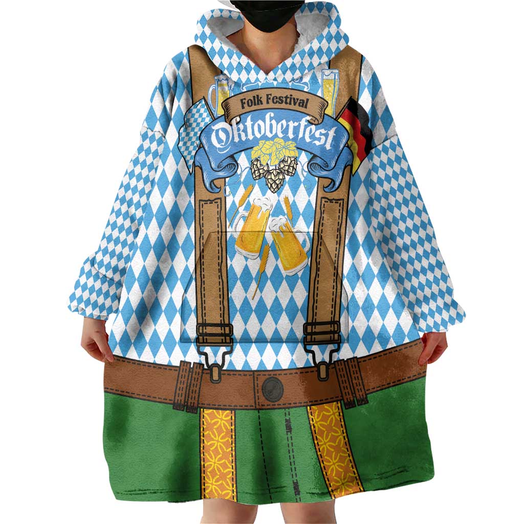 Oktoberfest Wearable Blanket Hoodie Beer Festival Spirit Lederhosen Costume Style - Wonder Print Shop
