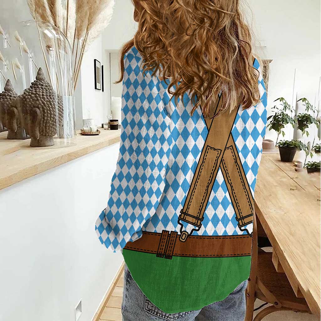 Oktoberfest Women Casual Shirt Beer Festival Spirit Lederhosen Costume Style - Wonder Print Shop