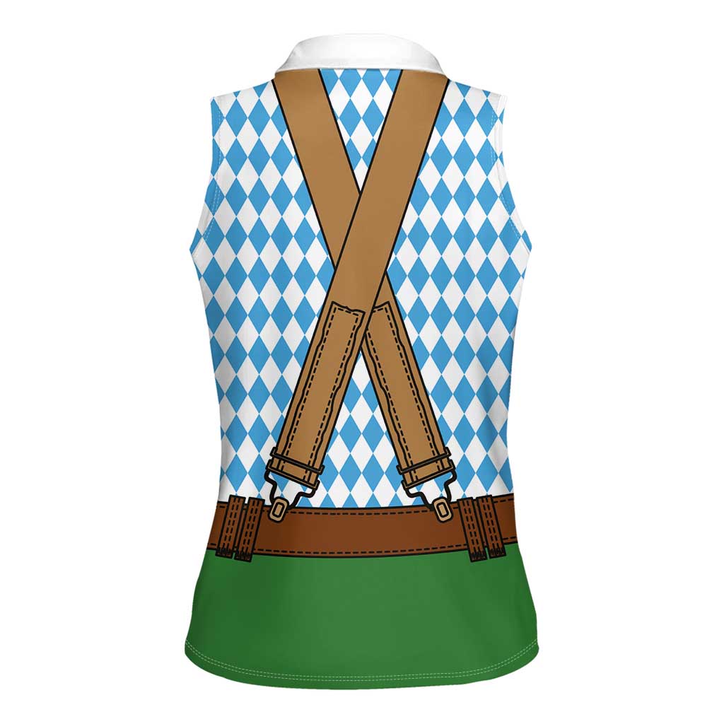Oktoberfest Women Sleeveless Polo Shirt Beer Festival Spirit Lederhosen Costume Style - Wonder Print Shop