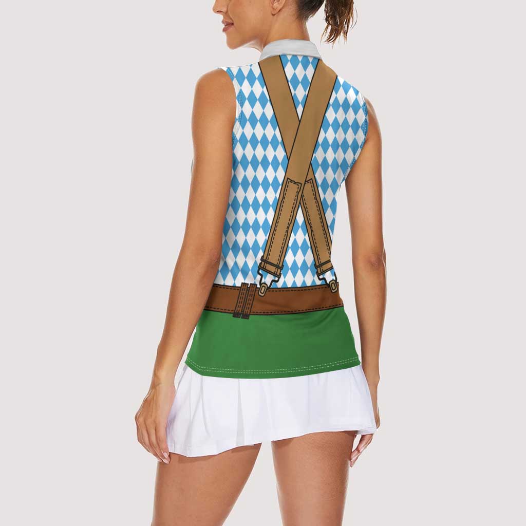 Oktoberfest Women Sleeveless Polo Shirt Beer Festival Spirit Lederhosen Costume Style - Wonder Print Shop