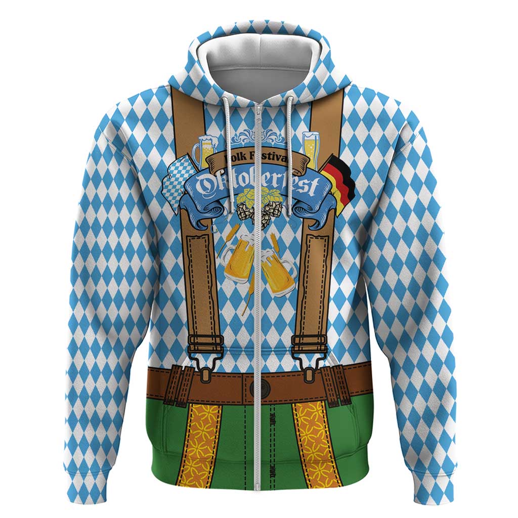 Oktoberfest Zip Hoodie Beer Festival Spirit Lederhosen Costume Style - Wonder Print Shop