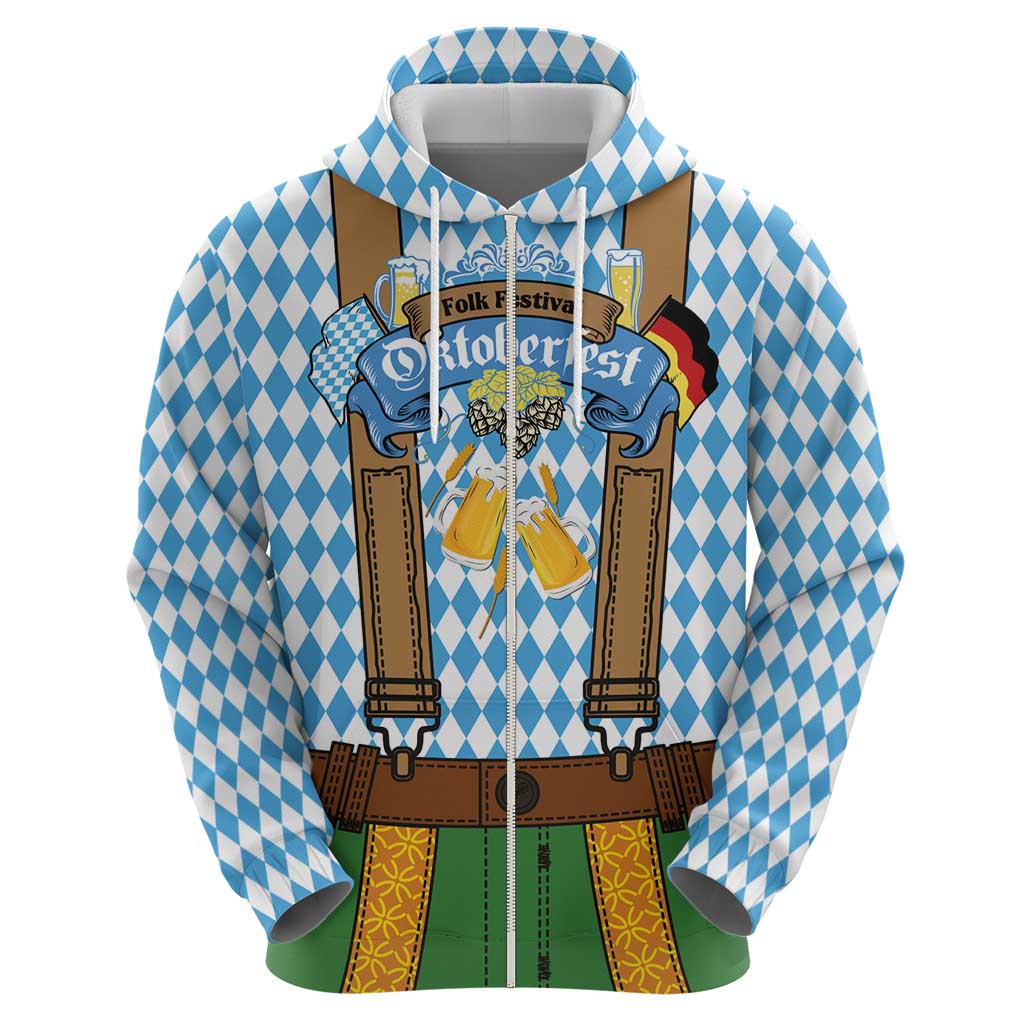 Oktoberfest Zip Hoodie Beer Festival Spirit Lederhosen Costume Style - Wonder Print Shop