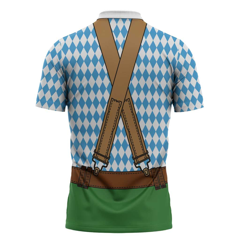 Oktoberfest Zipper Polo Shirt Beer Festival Spirit Lederhosen Costume Style - Wonder Print Shop