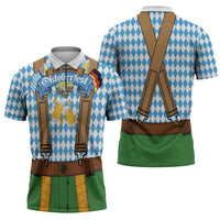 Oktoberfest Zipper Polo Shirt Beer Festival Spirit Lederhosen Costume Style - Wonder Print Shop
