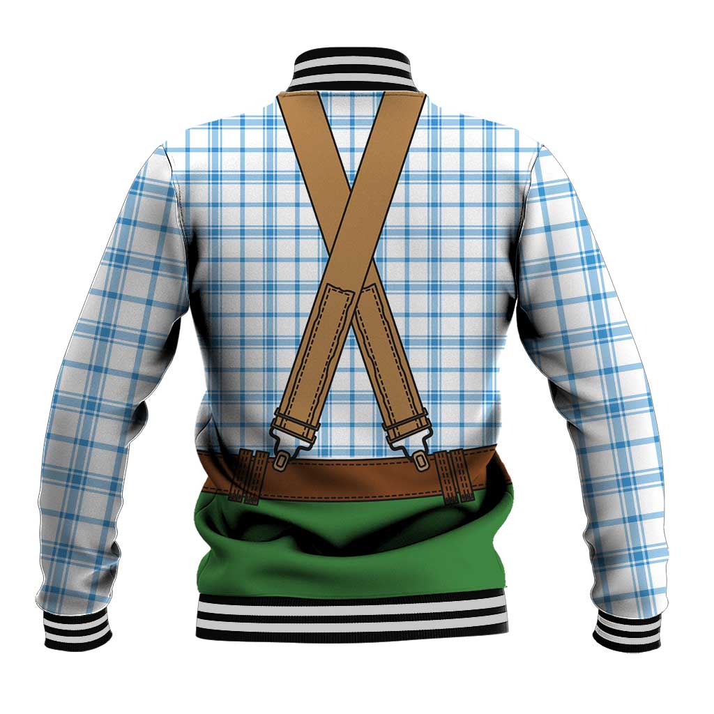 Bavarian Lederhosen Costume Style Baseball Jacket Blue Caro Pattern - Wonder Print Shop