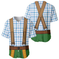 Bavarian Lederhosen Costume Style Baseball Jersey Blue Caro Pattern - Wonder Print Shop
