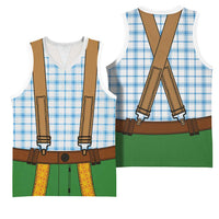 Bavarian Lederhosen Costume Style Basketball Jersey Blue Caro Pattern - Wonder Print Shop