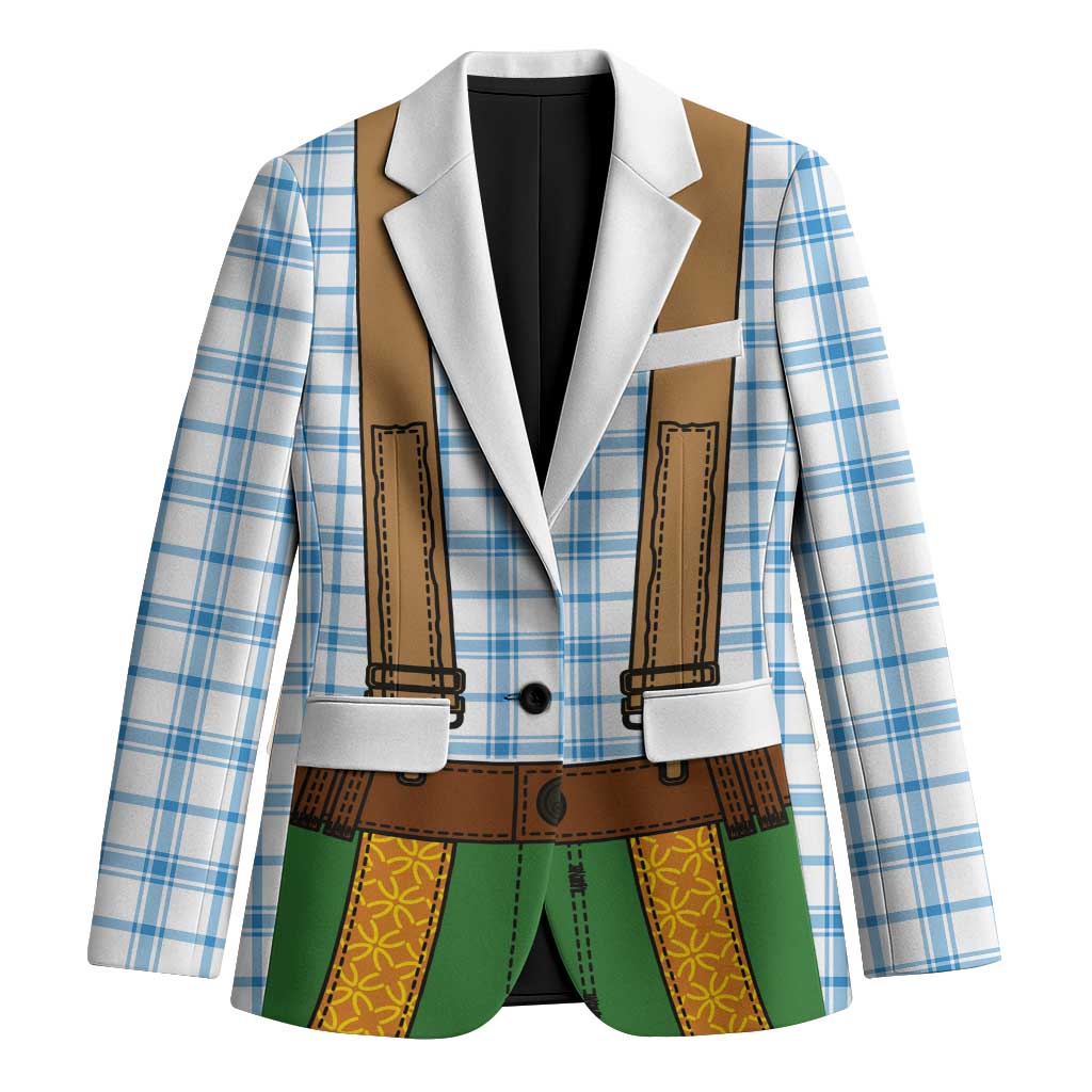 Bavarian Lederhosen Costume Style Blazer Blue Caro Pattern - Wonder Print Shop
