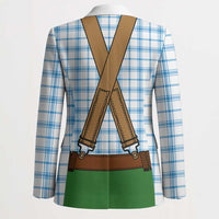 Bavarian Lederhosen Costume Style Blazer Blue Caro Pattern - Wonder Print Shop