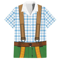 Bavarian Lederhosen Costume Style Hawaiian Shirt Blue Caro Pattern - Wonder Print Shop