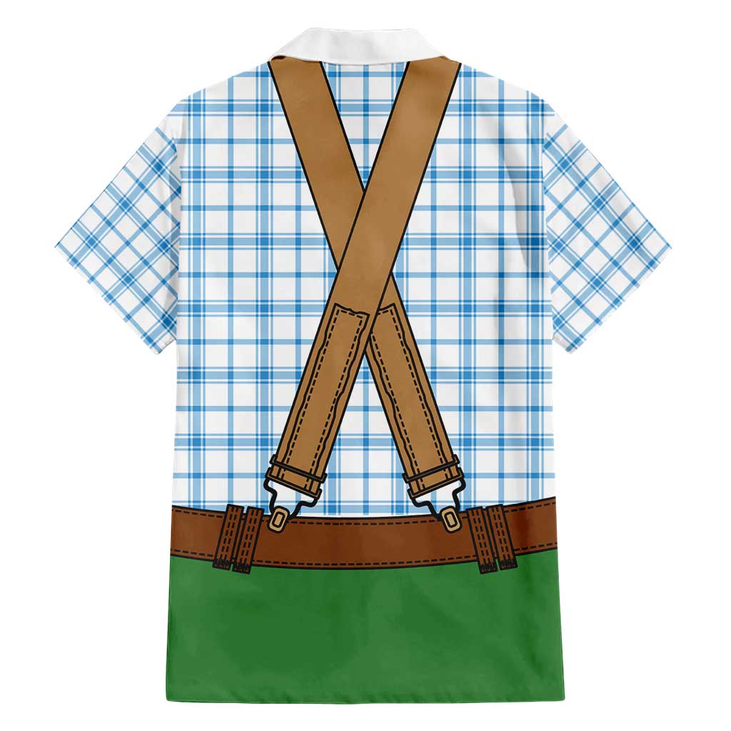 Bavarian Lederhosen Costume Style Hawaiian Shirt Blue Caro Pattern - Wonder Print Shop