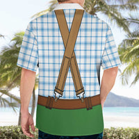 Bavarian Lederhosen Costume Style Hawaiian Shirt Blue Caro Pattern - Wonder Print Shop