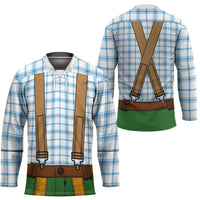 Bavarian Lederhosen Costume Style Hockey Jersey Blue Caro Pattern - Wonder Print Shop
