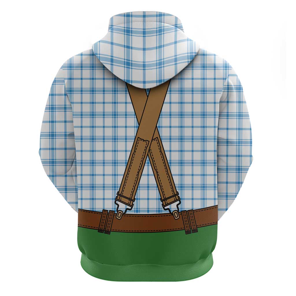 Bavarian Lederhosen Costume Style Hoodie Blue Caro Pattern - Wonder Print Shop