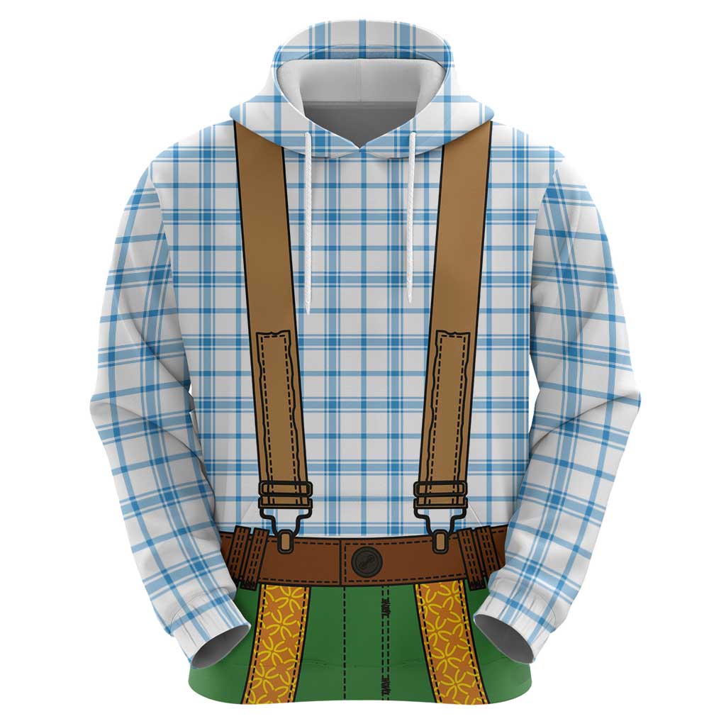 Bavarian Lederhosen Costume Style Hoodie Blue Caro Pattern - Wonder Print Shop