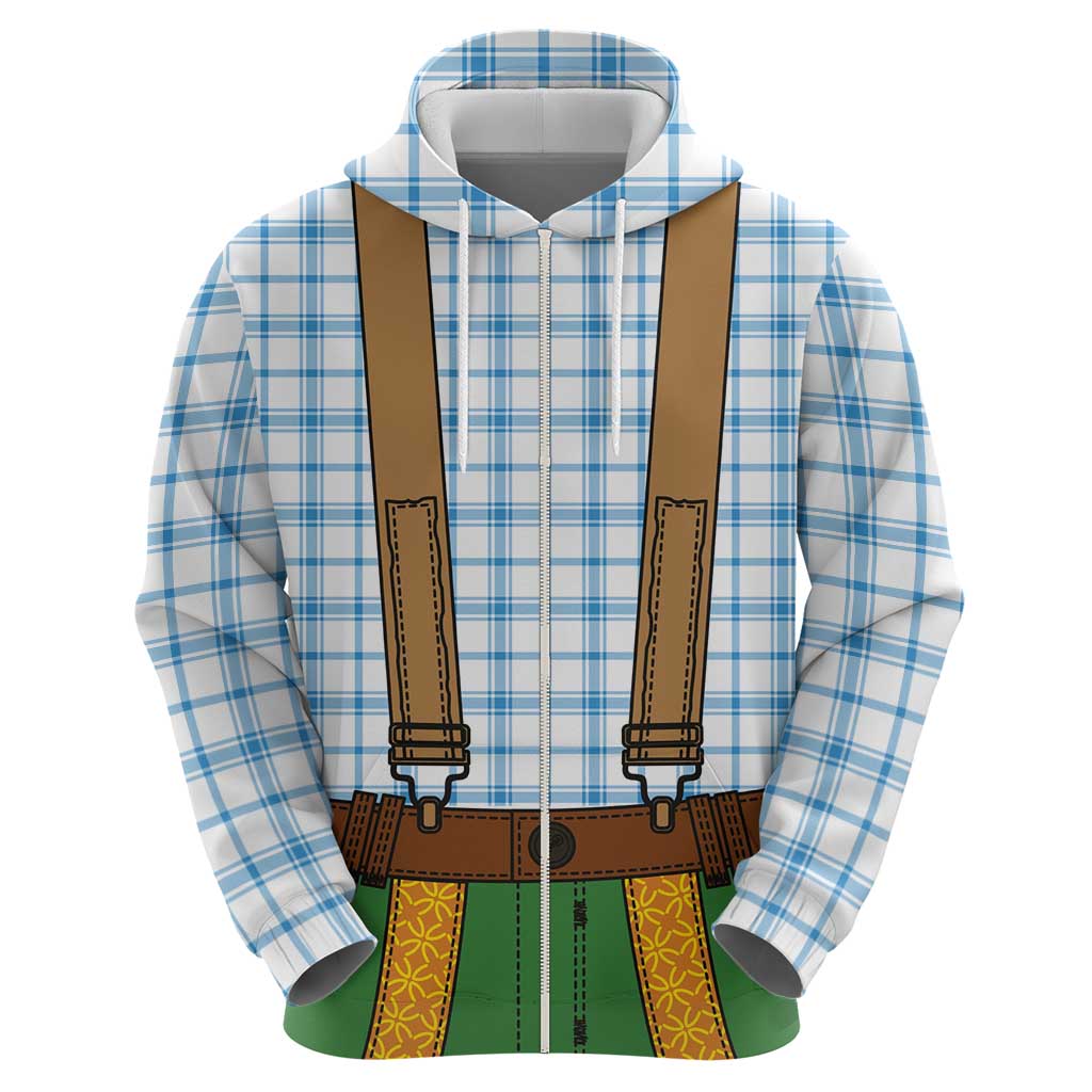 Bavarian Lederhosen Costume Style Hoodie Blue Caro Pattern - Wonder Print Shop