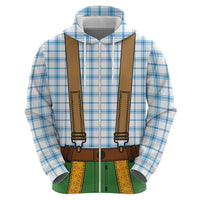 Bavarian Lederhosen Costume Style Hoodie Blue Caro Pattern - Wonder Print Shop