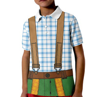 Bavarian Lederhosen Costume Style Kid Polo Shirt Blue Caro Pattern - Wonder Print Shop