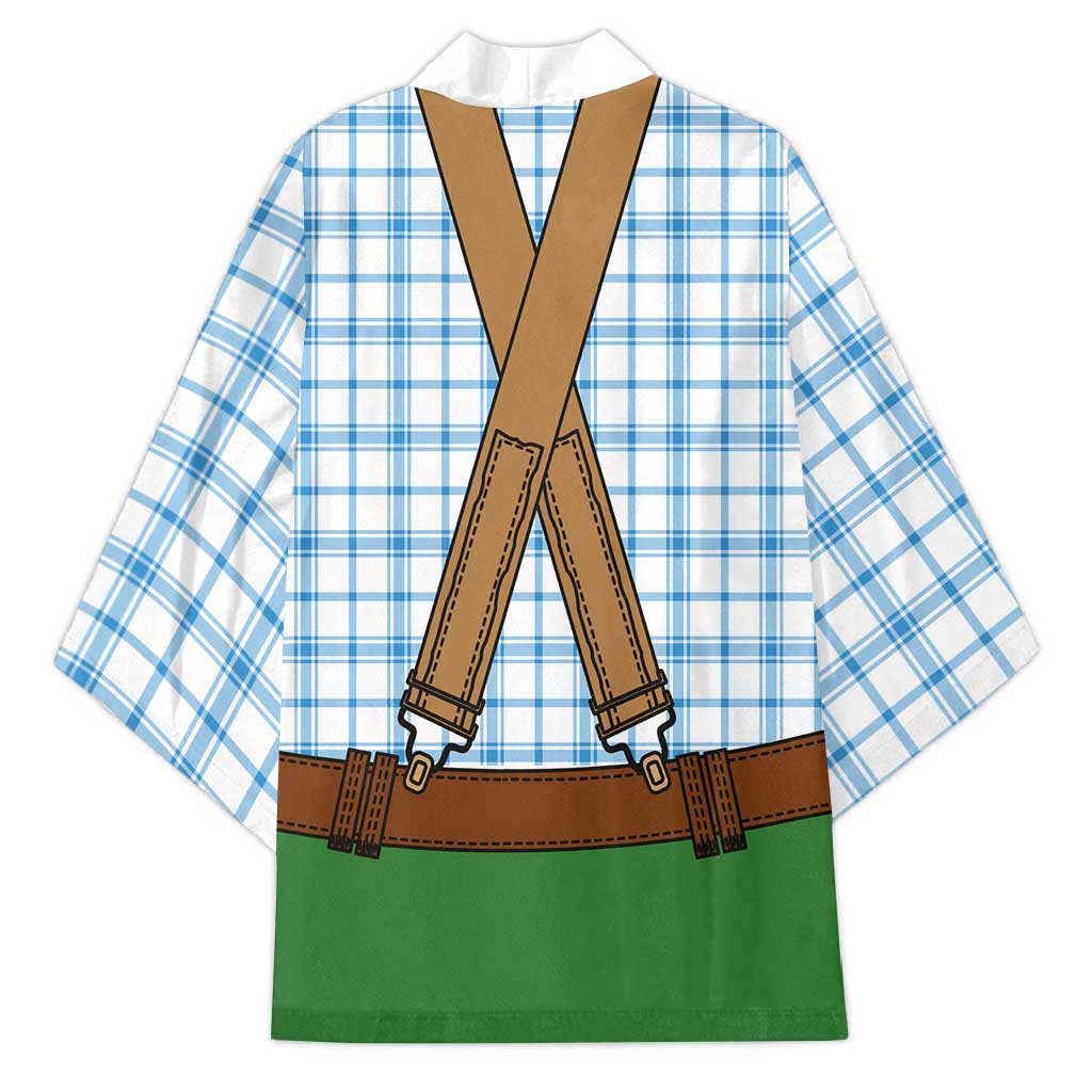 Bavarian Lederhosen Costume Style Kimono Blue Caro Pattern - Wonder Print Shop