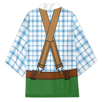 Bavarian Lederhosen Costume Style Kimono Blue Caro Pattern - Wonder Print Shop