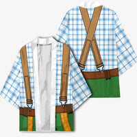 Bavarian Lederhosen Costume Style Kimono Blue Caro Pattern - Wonder Print Shop
