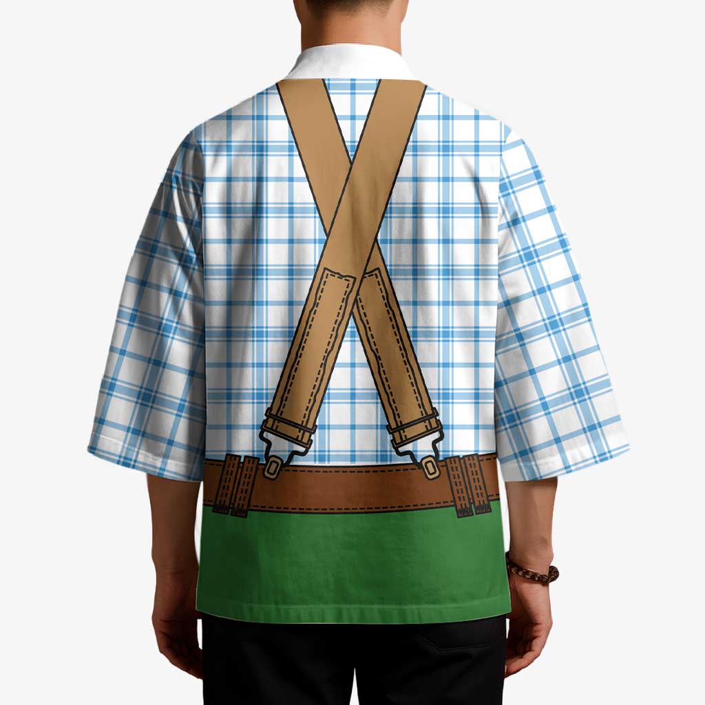 Bavarian Lederhosen Costume Style Kimono Blue Caro Pattern - Wonder Print Shop