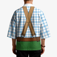 Bavarian Lederhosen Costume Style Kimono Blue Caro Pattern - Wonder Print Shop