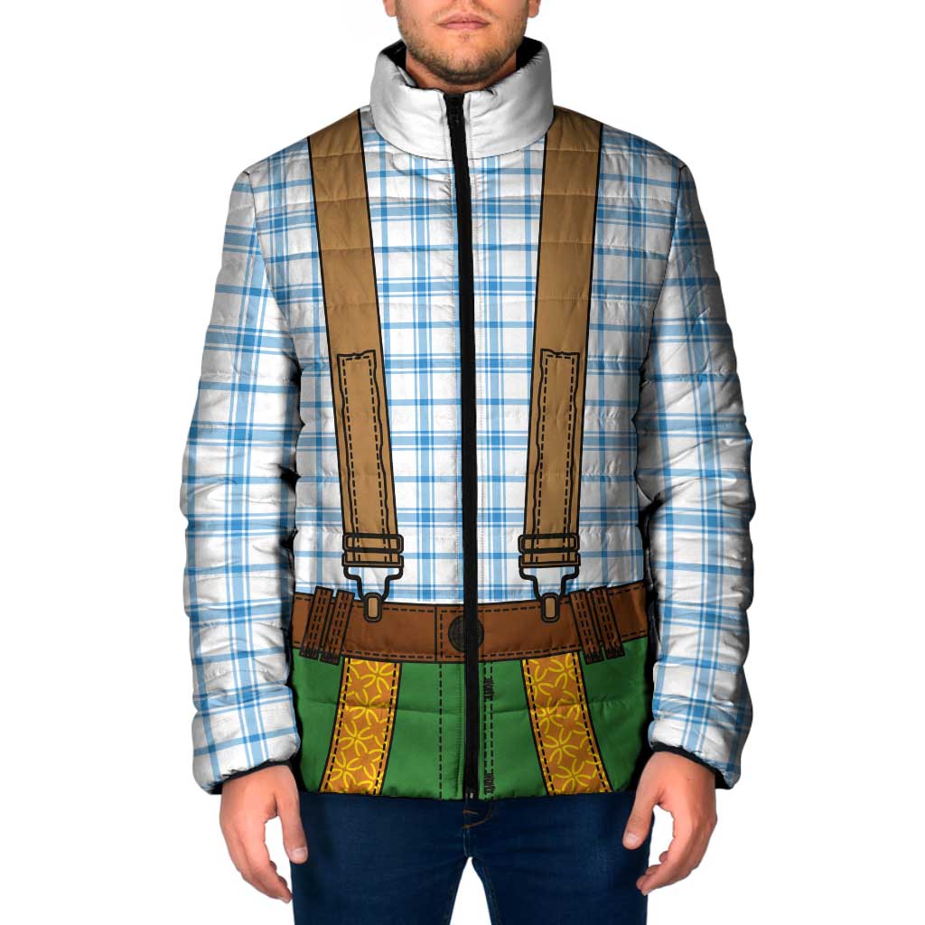 Bavarian Lederhosen Costume Style Padded Jacket Blue Caro Pattern - Wonder Print Shop