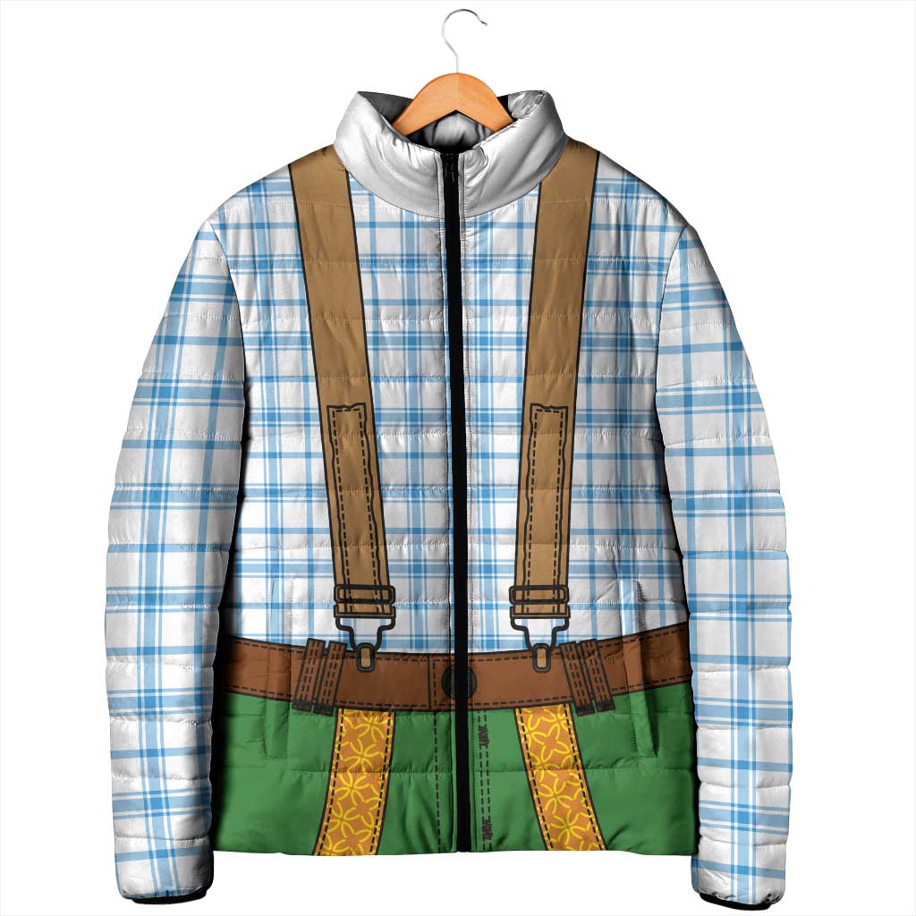 Bavarian Lederhosen Costume Style Padded Jacket Blue Caro Pattern - Wonder Print Shop