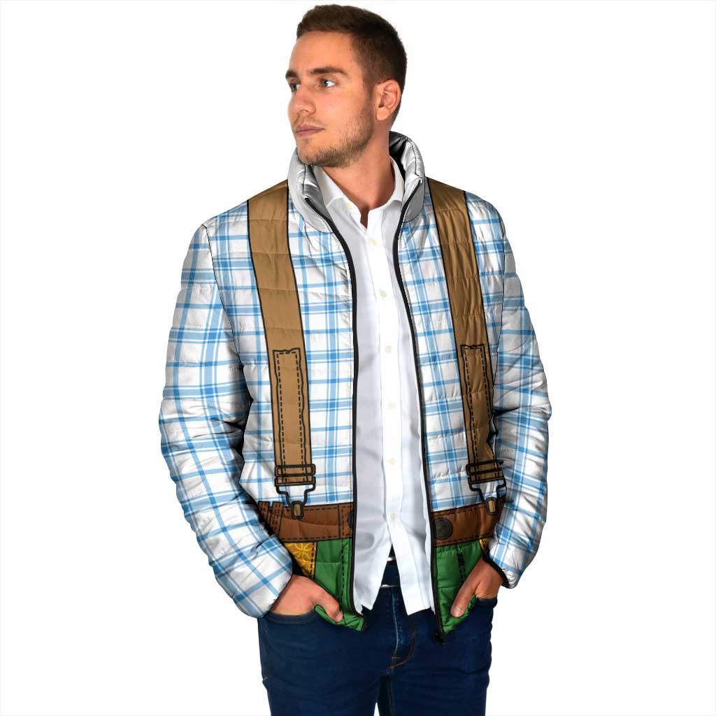 Bavarian Lederhosen Costume Style Padded Jacket Blue Caro Pattern - Wonder Print Shop