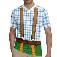 Bavarian Lederhosen Costume Style Rugby Jersey Blue Caro Pattern - Wonder Print Shop