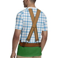 Bavarian Lederhosen Costume Style Rugby Jersey Blue Caro Pattern - Wonder Print Shop