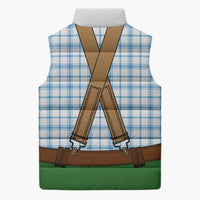 Bavarian Lederhosen Costume Style Sleeveless Puffer Jacket Blue Caro Pattern - Wonder Print Shop